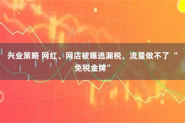 兴业策略 网红、网店被曝逃漏税，流量做不了 “免税金牌”